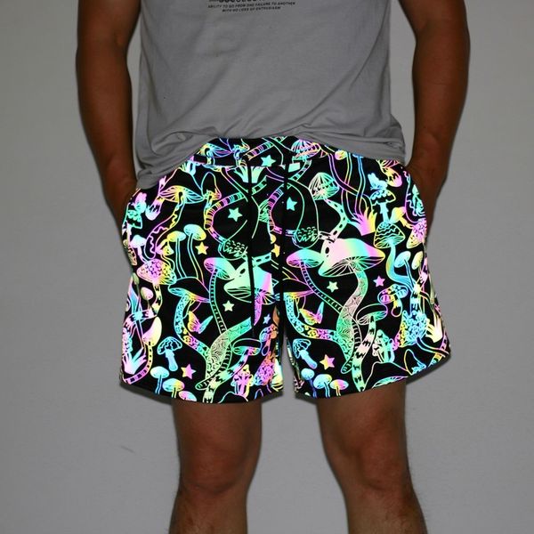 

men s shorts mushroom colorful reflective fitness sports jogging knit cycling for men 230307, White;black