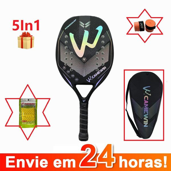 

tennis rackets in stock 3k camewin full carbon fiber rough surface beach tennis racket with cover bag send overglue gift presente 230307
