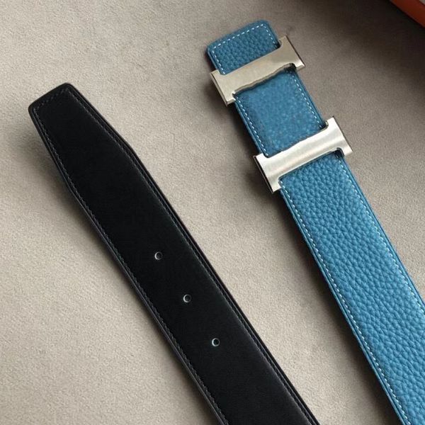 

classic mens belts for men and women designers belts fashion smooth double-sided buckle cowhide belt black orange elephant gray wide 32 38 m, Black;brown