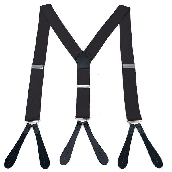 

suspenders vintage men pu leather male pants straps with botton black white suspender braces 35cmx125cm big size 230307
