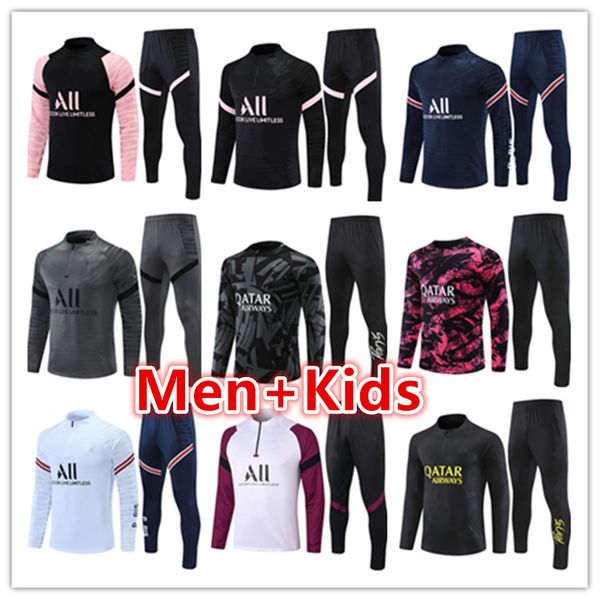 

21 22 23 psgs mens and kids soccer tracksuit jersey kit 2022 2023 psgs men football jerseys training tracksuits jacket set chandal futbol su, Black