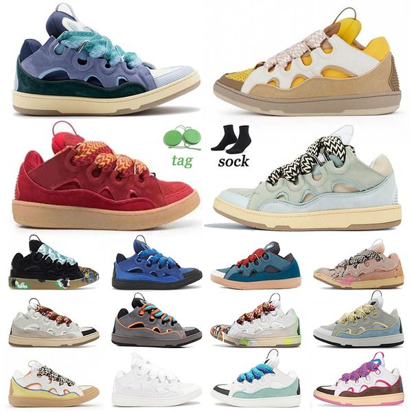 

designer leather curb casual shoes dress shoes men women sneakers beige yellow grey dark green light blue green grey orange triple black blu