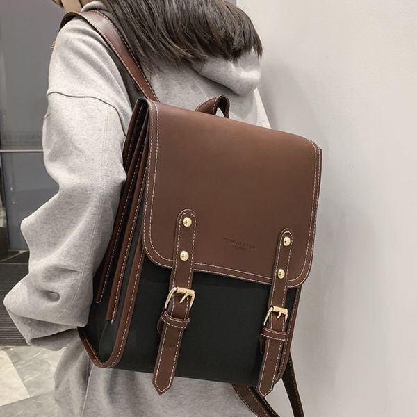 

backpack retro fashion woman pu leather bags for teenagers girls simple designer hand shoulder 230306