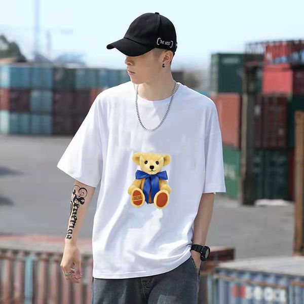 

luxury tees mens casual short sleeved summer t shirt loose tees fashion brands couple breathable comfortable wear, White;black