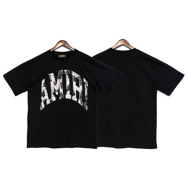 

t-shirts amnri tee men women cotton leisure designer fashion brand simple 2023 summer letter printing round neck loose couple short s, White;black