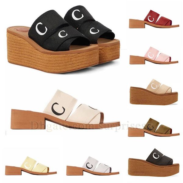 

2023 sandals slippers womens thick soles flat woody mules black white pink blue yellow beige indoor outdoor indoor beach slipper slide slide