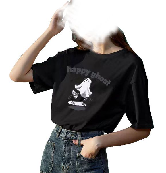 

oversize women's cotton short-sleeved t-shirt women's loose summer 2023 new half-sleeved fat mm180kg large size slim, White
