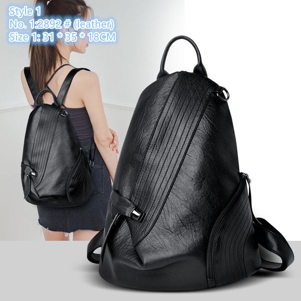 

factory ladies shoulder bag 3 styles street personalized leather handbag college style solid color fashion backpack simple joker pleated ret