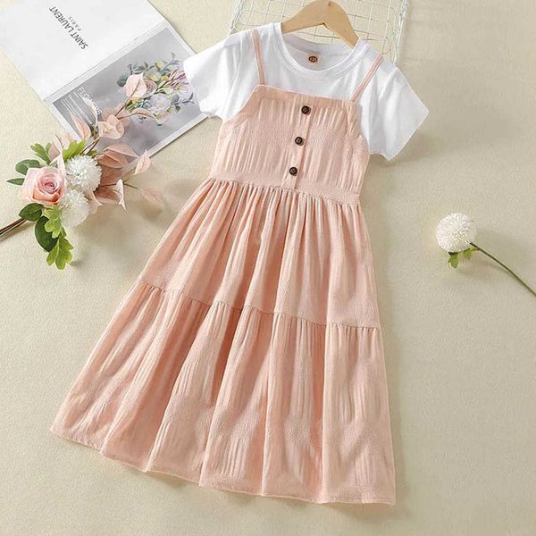 

girl's dresses new girls summer dress kids new casual style solid button shortsleeve children's clothing princess dress girl for 5, Red;yellow