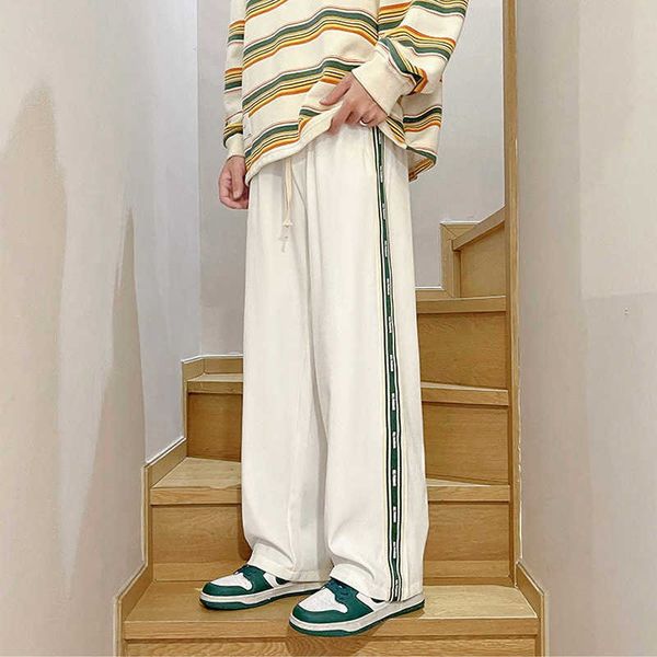 

men's pants casual straight pants men korean fashion sweatpants thin baggy trousers plus size bottoms vintage male y2k clothes streetwe, Black