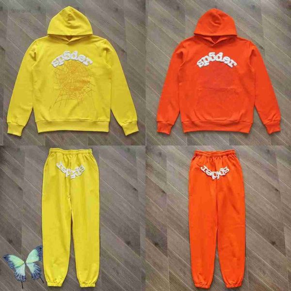 

tracksuits sp5der 555555 spider orange sweatshirt suit young thug sweatpant set t221216 4lkx, Gray