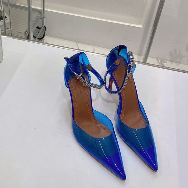 

fashion dress shoes 2023 amina muaddi women leather high heel metal buckle letter logo wedding party business casual flat shoes 01-03, Black