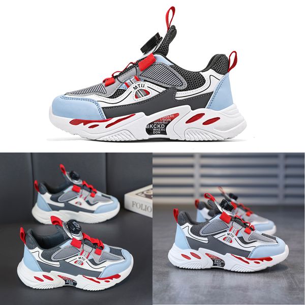 

2023 fashion ale children's shoes pink gray red black green spring rotating button breathable mesh outdoors shoes sneakers color195, White;red