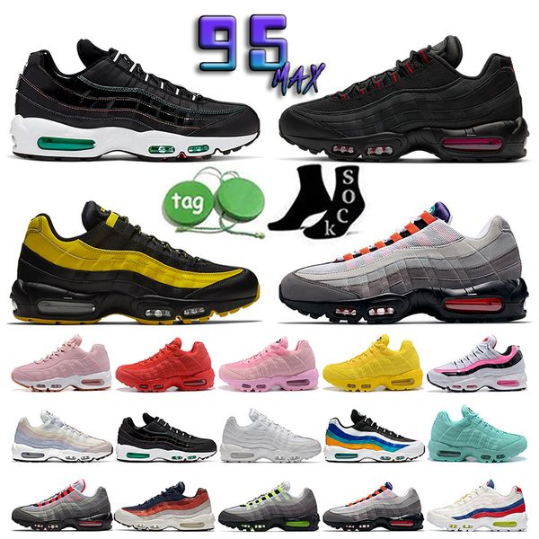 

95 95s men women running shoes triple black white smoke grey usa taxi cork neon solar red total orange mens trainers outdoor sports sneakers