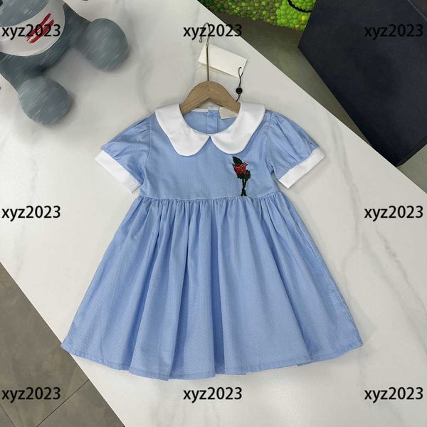 

2023 kids clothing girl skirt baby summer dress new product flower embroidered lapel dress complete labels size 100-150 cm, Red;yellow