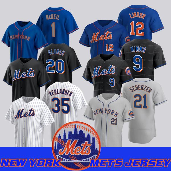 

35 justin verlander 2023 mets jersey pete alonso edwin diaz francisco lindor max scherzer brandon nimmo starling marte new eduardo escobar y, Blue;black