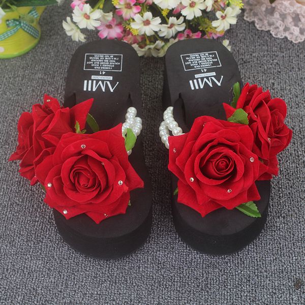 

slippers flip flops woman sandals slippers summer platform shoe wedge platform slipper shoes beach 230307, Black