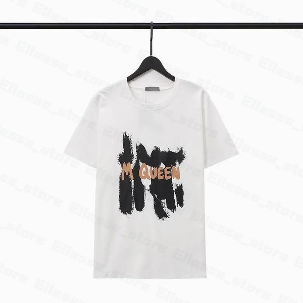 

mens t-shirts mcqueen mens womens designers tees letter pattern man s casual chest letter shirt luxurys clothing street mcqueen shorts slee, White;black