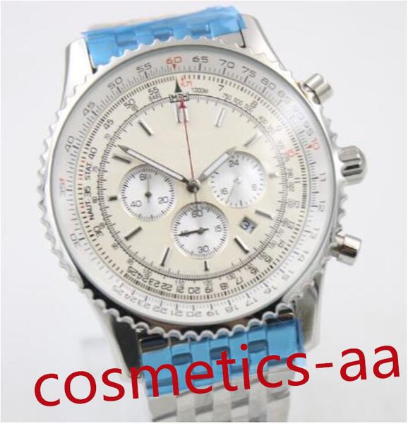 

8 color men watch new quality watches b06 b01 navitimer chronograph battery movement quartz 46mm black dial menes watches stainsteel steel m, Slivery;brown