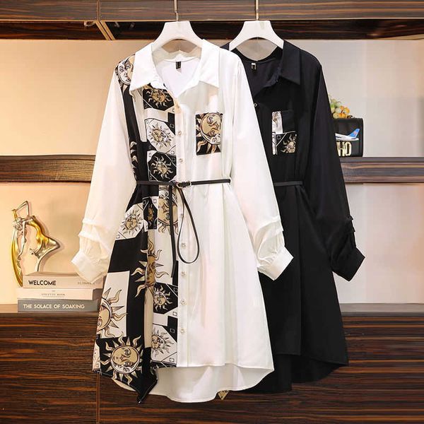 

with a belt new fashion design narrow slim minority medium long dress women new spring black white student, Black;gray