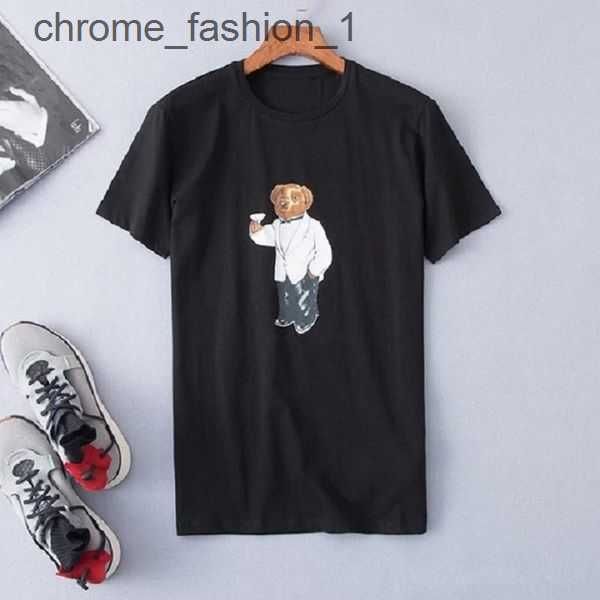 

polos men's t-shirts 2023ss wholesale 100% cotton designer deluxe men and women shirt t-shirt casual loose printed with american bear p, White;black