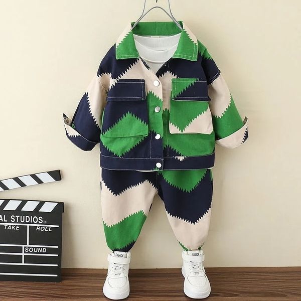 

clothing sets korean style baby boy clothes 2 8 years old spring autumn suit fashion jacket pants outfit two piece 230307, White