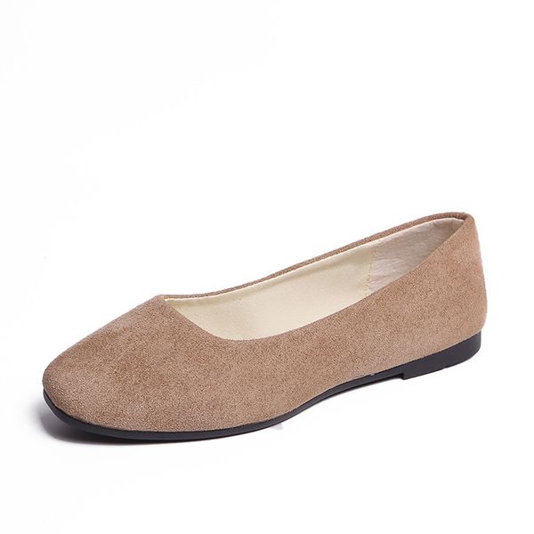 

square head single shoes fashion flat women's suede shallow mouth single shoes women's shoes large 001, Black