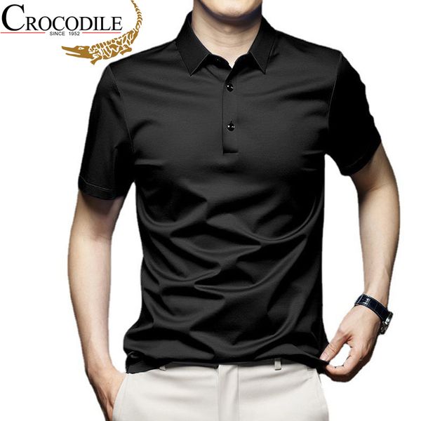

men's polos summer ice silk cotton polo shirt men plus size short sleeve breathable business polos men's casual t-shirt 230306, White;black