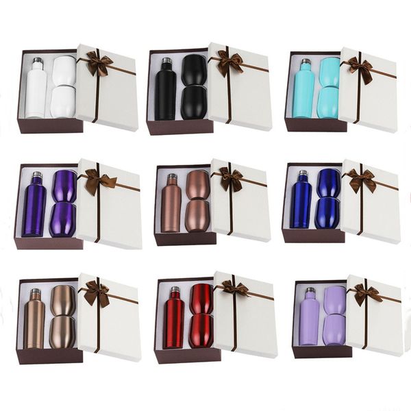 

stainless steel wine tumblers set 500ml water bottle 12oz wine coffee mugs double wall vacuum gift box set