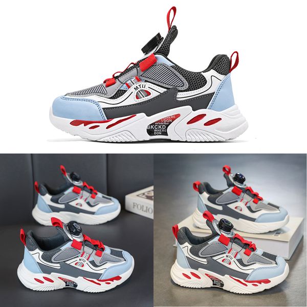 

2023 fashion ale children's shoes pink gray red black green spring rotating button breathable mesh outdoors shoes sneakers color200, White;red