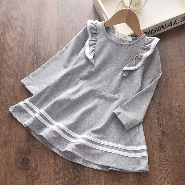 

girl's dresses new spring girl casual college style dresses ruched dress kids bowtie party costumes long sleeve vestidos clothing for 3, Red;yellow