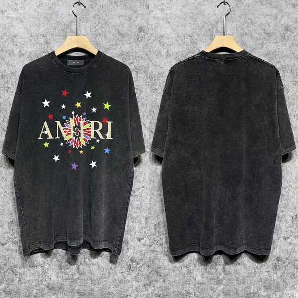 

t-shirts amnri tee men women cotton leisure designer fashion brand simple 23 high street sky star short-sleeved t-shirt casual slim, White;black