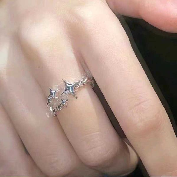 

band rings y2k star women's ring y2k decorations jewelry rings with stars girls y2k style jewelry stars ring bff accessories female rin, Silver