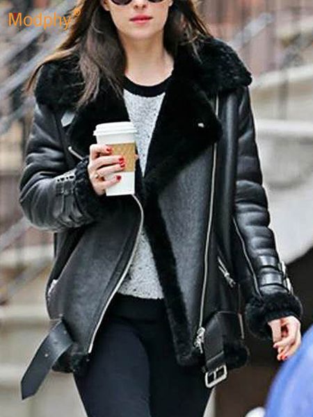 

women's jackets thick and warm faux leather jacket coat women's beige long-sleeved belt jacket women winter fashion streetwear 23, Black;brown