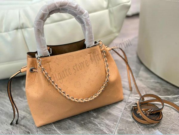 

bella totes purse bucket bag mahina calf leather perforated monograms pattern handle handbag womens fashion vintage crossbody shoulder bag w