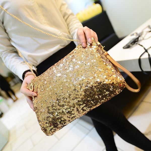 

evening bags evening party glitter shoulder bag club sequins zipper chain detachable strap large capacity fashion women 230307