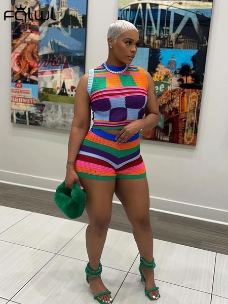 

women's two piece pants fqlwl summer clothes casual 2 two piece sets women outfits sleeveless crop skinny shorts print patchwork short, White