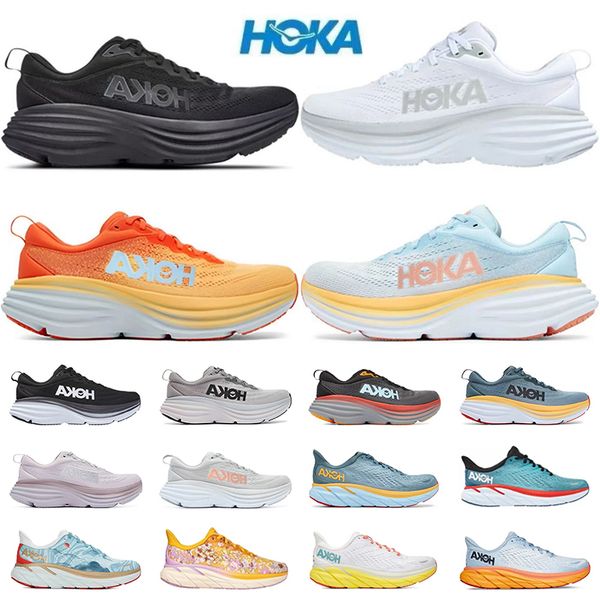 

hoka one running shoes men women hoka one bondi clifton 8 triple black white grey blue designer runners mens trainers outdoor sneakers size