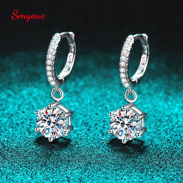 

ear cuff smyoue white gold plated 2ct drop earring for women sparkling diamond earring wedding jewelry s925 sterling silver 230306