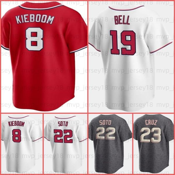 

baseball jersey carter kieboom nelson cruz josh bell keibert ruiz lane thomas cesar hernandez stephen strasburg luis garcia yasel antuna 8, Blue;black