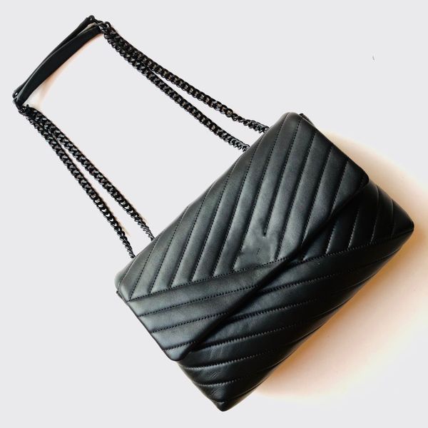 

women fashion shoulder bags sheepskin chain handbag flap cover genuine leather totes 27cm
