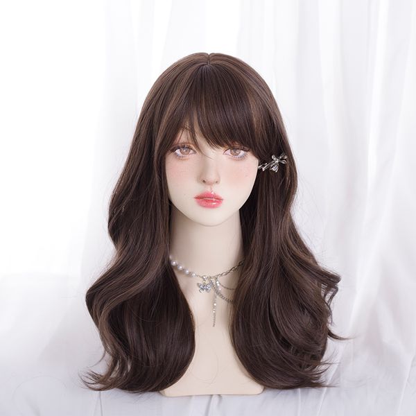 

20 inch synthetic wig asian fashion daily wear lolita female long curly hair, Black