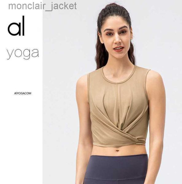

designer alos yoga new sleeveless yoga sports tank breathable shockproof back quick-drying fitness running top, White