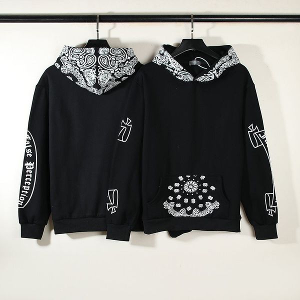 

designer mens hoodies womens full printed cashew flower scroll splicing hoodie sweater, Black