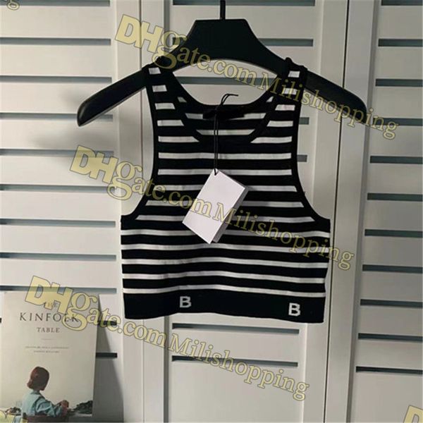 

letters knit tank white black striped womens tanks street style vest knits crop