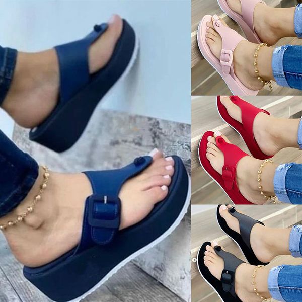 

sandals women sandals summer casual fashion flip flops ladies platform wedges sandals party peep toe shoes outdoor slippers 230306, Black