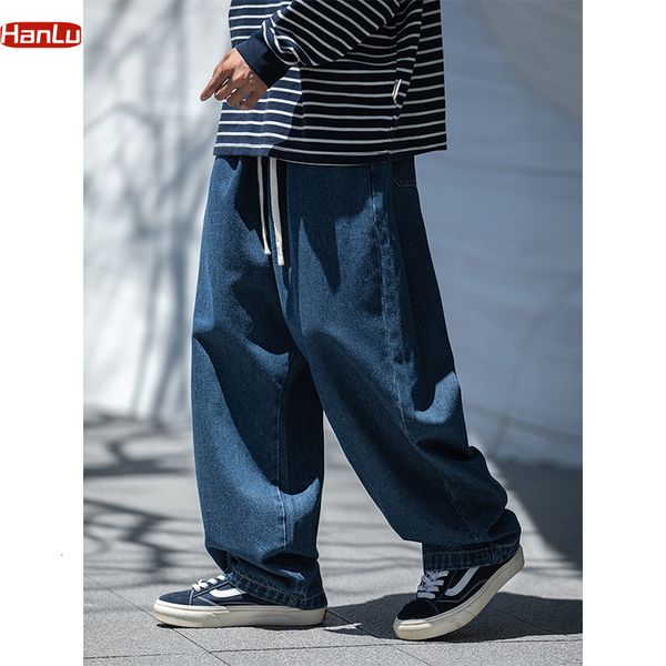

men's jeans hanlu autumn winter trend loose oversized denim pants japanese style streetwear baggy jeans for men y2k clothes 230307, Blue