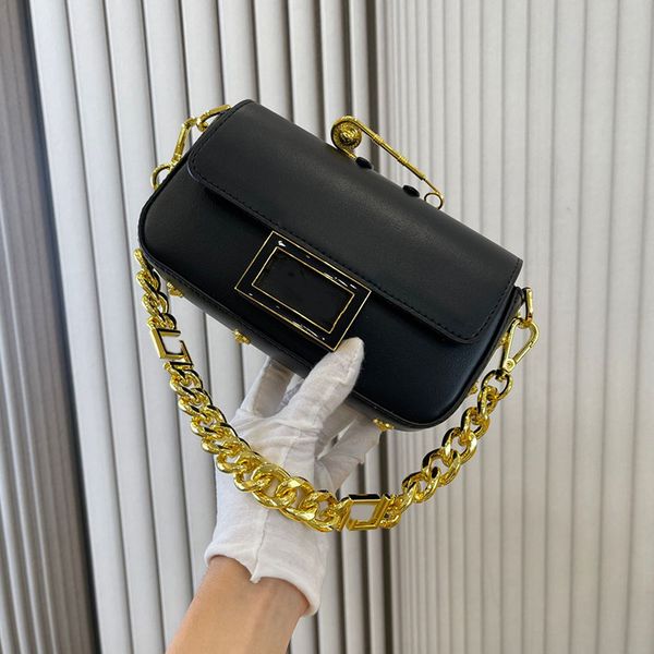 

mini chains baguette bag clutch bags flap handbags totes women bag brooch pin hardware plain letters lady shoulder wallet bottom rivet metal