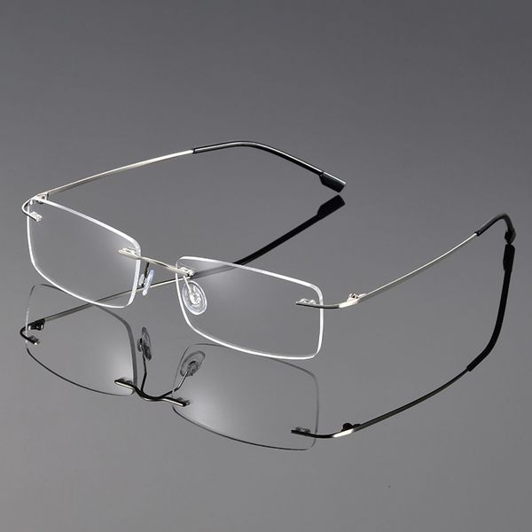 

sunglasses frames alloy rimless glasses men women flexible optical prescription spectacle frame business frameless ultra light eyeglasses 23, Silver