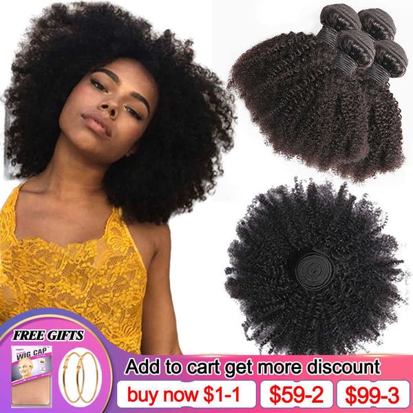 

wig caps afro kinky curly human hair bundles brazilian natural fluffy hair weaving cheveux humain on bulk sale thick vendors wholesale j2303, Black;brown